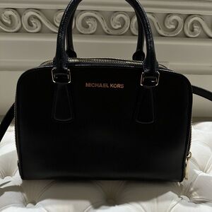 Michael Kors Black Satchel with Gold Accents